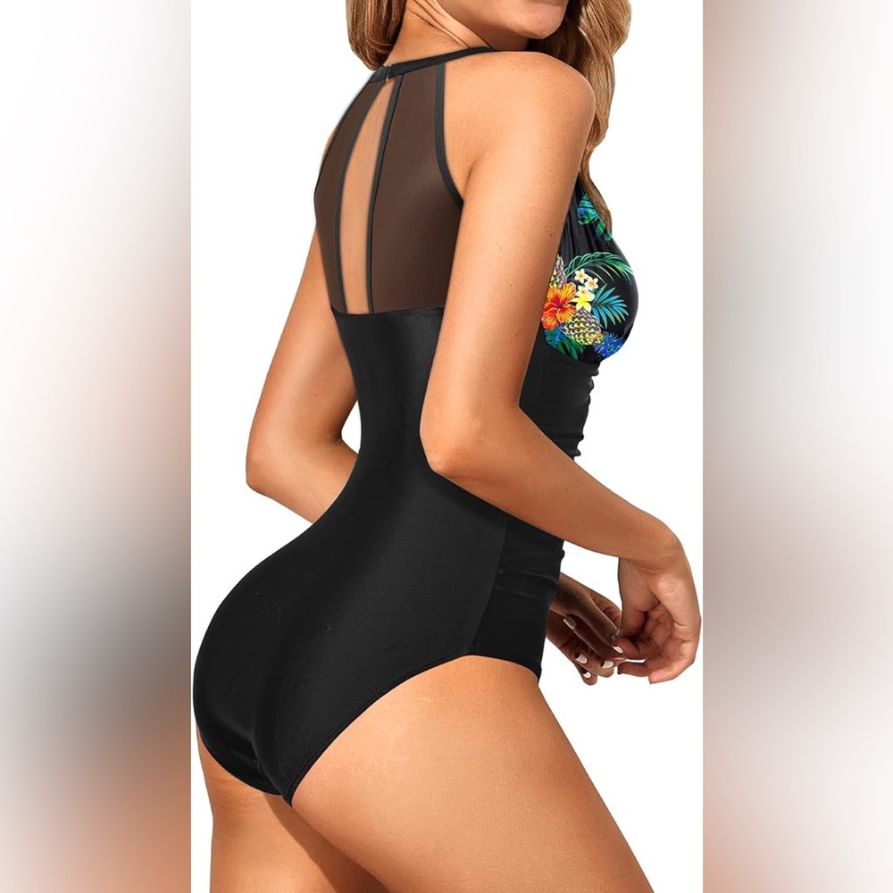 NWT Holipick Women’s Halter Tummy Control Mesh Swimsuit M - Picture 4 of 7